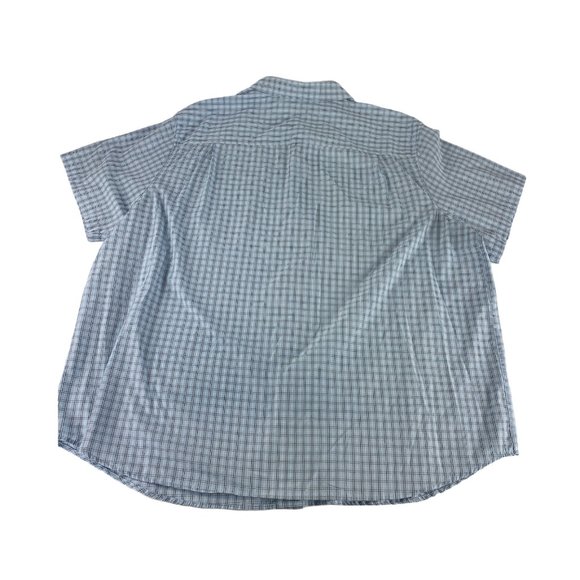 KING SIZE 3XL Blue Plaid Button Front Shirt - Picture 2 of 4